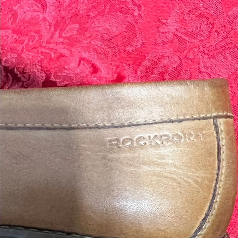 Rockport Men's Tan Leather Penny Loafers Size 12W Wide Slip On Comfort Dress